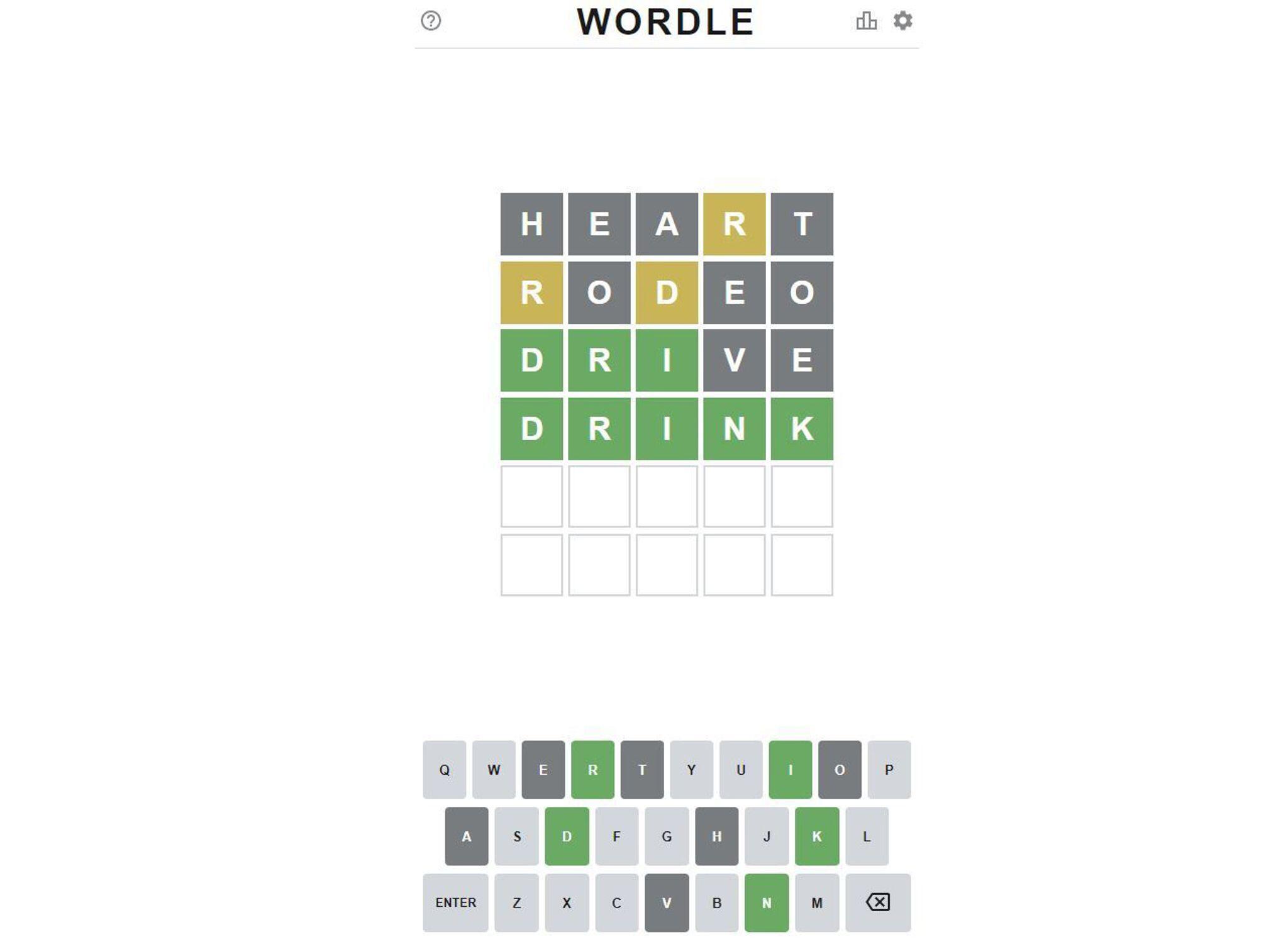 MiniQuiz Wordle Fünf Buchstaben ergeben ein Wort