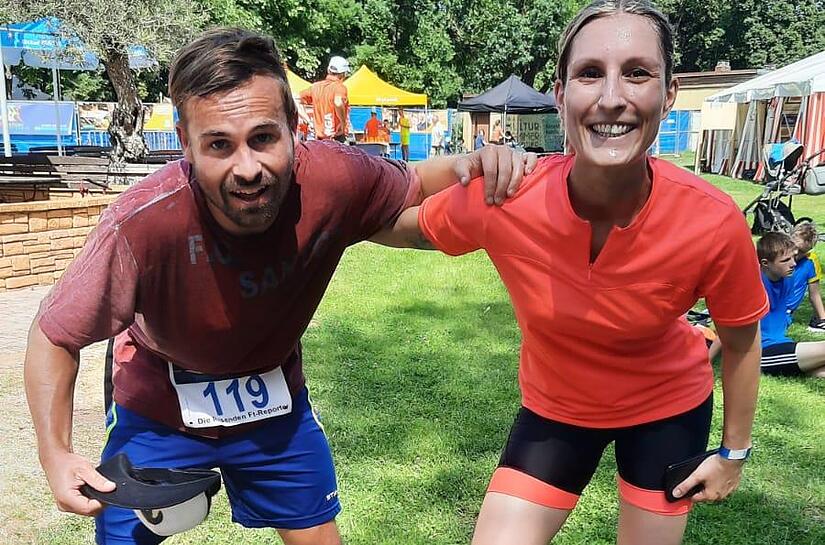 Die FT-Redakteure Daniel Ruppert und Franziska Rieger haben sich erfolgreich der Aufgabe Stadttriathlon gestellt.Forchheim & Fränkische Schweiz