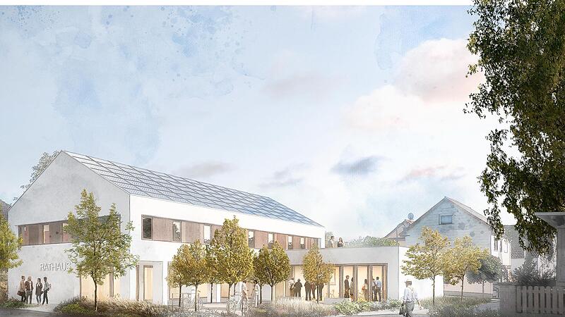 so könnte das neue Weidhäuser Rathaus, das gegenüber dem alten Rathaus auf einem freien Grundstück gebaut wird, aussehen.