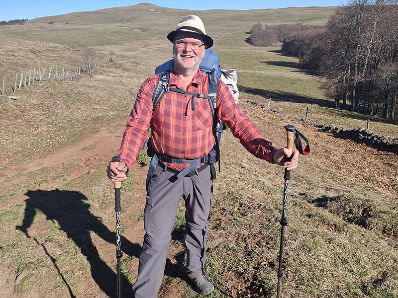 Manfred K&ouml;stner auf seinem Pilgerweg, wo er bisher fast immer allein unterwegs war