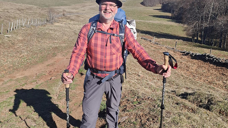 Manfred K&ouml;stner auf seinem Pilgerweg, wo er bisher fast immer allein unterwegs war