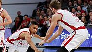 Bei Olimpia Mailand spielen Maodo Lo (li.) und Nicolo Melli (re.), die mit Bamberg 2017 die deutsche Meisterschaft feierten, wieder gemeinsam in einem Team.