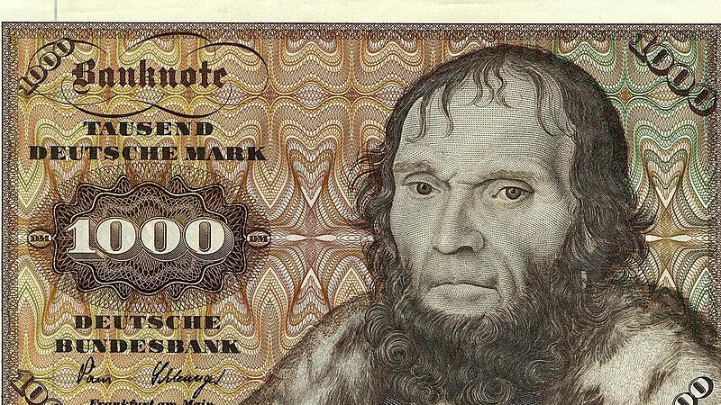 Ein alter Tausender: Die Vorderseite zeigte ein Portr&auml;t, das Lucas Cranach gemalt hat.