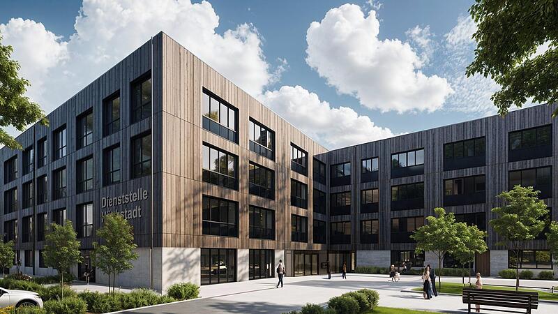 So soll das neue Landratsamt in Höchstadt einmal aussehen. Außer im Erdgeschoss wird die Fassade aus Holz bestehen. Allerdings hat das Gebäude keinen Keller.