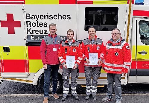 1. Vorsitzender Michael Rendl (von links), Sebastian Oeding, Johannes Hagen und Kreisgesch&auml;ftsf&uuml;hrer Harald Erhard.