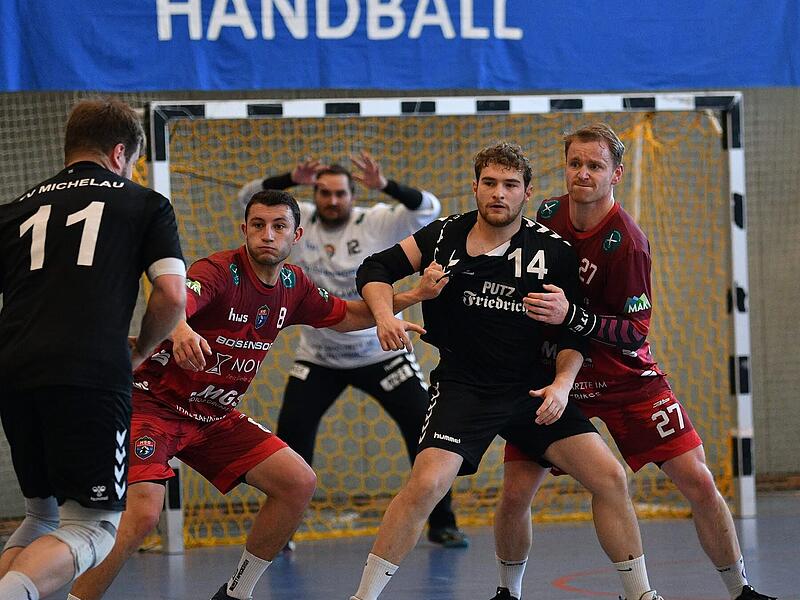 Der Michelauer Kreisl&auml;ufer Luis Henzler (Nr. 14) war im Hinspiel gegen die starke Abwehr der Fichtelgebirgler stark gefordert.