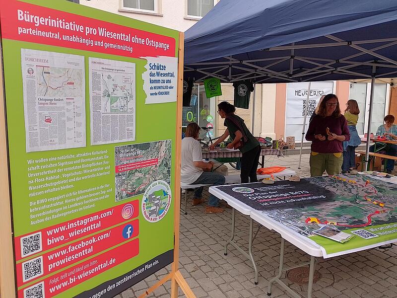 Seit Jahren k&auml;mpft die B&uuml;rgerinitiative pro Wiesenttal ohne Ostspange gegen das Projekt. Zuletzt beim Earth Day im Mai in Forchheim.