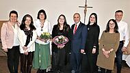 FU-Kreisvorsitzende Doris Leithner-Bisani (von links) und die stellvertretenden FU-Vorsitzenden Karin Thomas und Margret Schoberth mit der neuen Vorsitzenden der Frauen Union Marktleugast, Rebecca Turbanisch. Rechts daneben Bürgermeister Franz Uom...