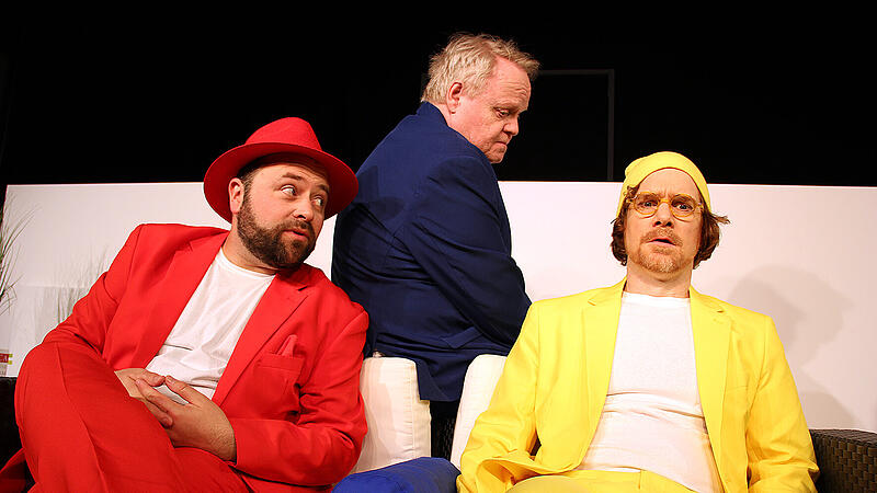 Patrick L. Schmitz, Stephan Bach und Benjamin Bochmann (v. l) setzen in &bdquo;Kunst&ldquo; eine langj&auml;hrige Freundschaft auf Spiel.