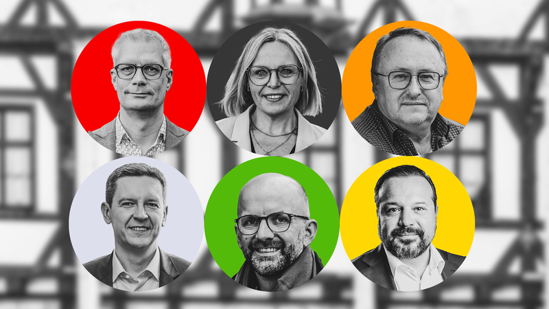 Wer &uuml;bernimmt 2026 Forchheims Rathaus? Die K&ouml;nigsstadt erlebt eine nie gekannte F&uuml;lle an Kandidatinnen und Kandidaten. Uwe Kirschstein, Martina Hebendanz, Manfred H&uuml;mmer, Viktor Naumann, Markus Dietz und Tino Reichardt - und es k&ouml;nnten noch weitere Namen hinzukommen.