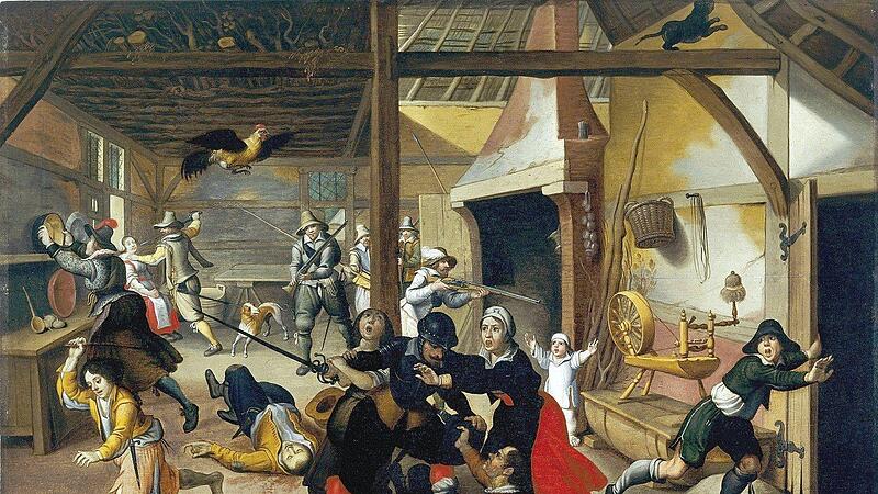 Soldaten plündern ein Gehöft – Gemälde von Sebastian Vrancx