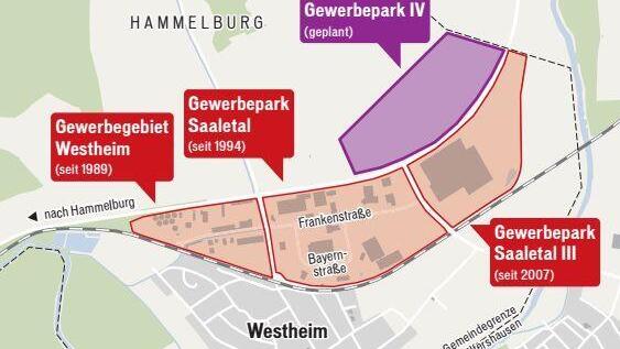 Drei  Gewerbegebiete  mit einer Fl&auml;che von mehr als 40 Hektar gibt es bereits in Westheim. Nord&ouml;stlich davon soll nun ein viertes entstehen.