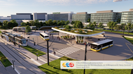 Die Visualisierung des Zweckverbands Stadt-Umland-Bahn zeigt, wie die StUB-Endhaltestelle Herzo Zentrum einmal aussehen könnte.