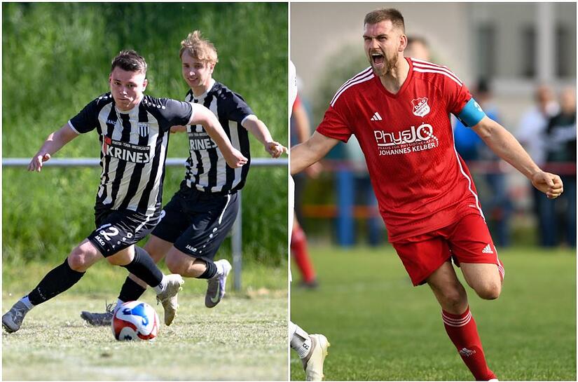 Ob Pit Panzer (linkes Bild, am Ball) und der FC Sand oder die DJK Dampfach mit Christopher Gonnert: Beide Teams wollen sich für die Landesliga qualifizieren.