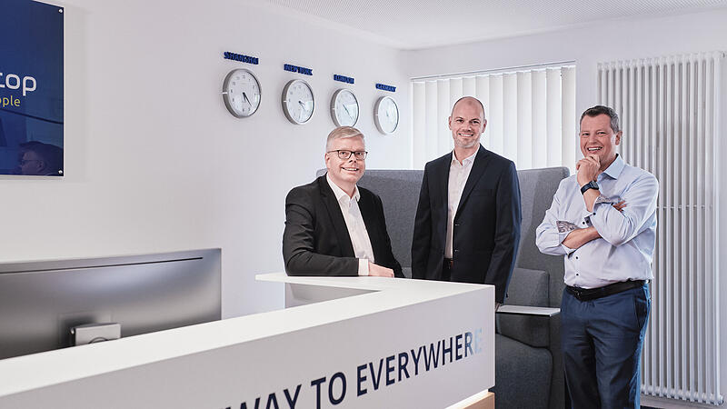 Computop Paygate Bamberg mit den Geschäftsführern Ralf Gladis (von rechts), Thomas Egglseder und Stephan Kück