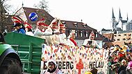 Der Bamberger Faschingsumzug 2025 belebte farbenfroh die vier Elemente, bot spektakul&auml;re Tanzeinlagen und erfreute wieder Zehntausende Zuschauer.