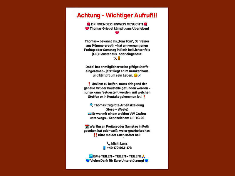 Wer kann einen Hinweis geben? (Der Screenshot erfolgte in Absprache mit Michael Lunz)